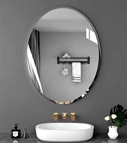 Nucovak 20 "x28 Oval Beveled Mirror/1 "Beveled Polished/Bathroom Frameless Mirror/Minimal Decoration Style Suitable for Bathrooms, Entrances, Liv