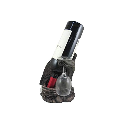 DWK "Liberation & Libations Bald Eagle Wine Bottle Holder with Wine Glasses (3 Piece Set) | Kitchen Accessories and Wine Bar Decor | Tabletop Win