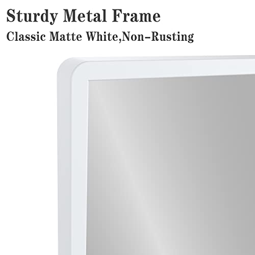 WONSTART Bathroom Mirror with Shelf, White Rectangle Wall Mirror for Living Room Bedroom Entryway, Bathroom Mirrors for Wall, Hanging Mirror for