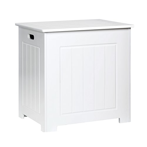 Premier Housewares Storage Chest with Hinged Top Lid, 51 x 51 x 40 cm - White