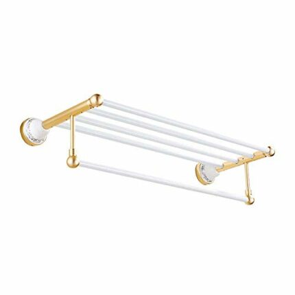 -Shelf,Towel Rack Space Aluminum Antique Gold White Multifunctional Bathroom Wall Hanging Towel Rack Towel Storage Bath Towel Rail Single Towel B
