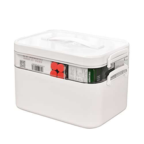 Liangduo Medical Box Storage Box, Fold 2-Layer First Aid Box,Portable Medicine Container Box With Mini 3 Compartment,Household Medicine Cabinet O