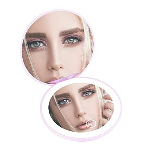 Minidiva LED Lighted Makeup Mirror, 1x/10x Magnification Compact Mirror, Portable Rechargeable for Purses and Travel (Black)