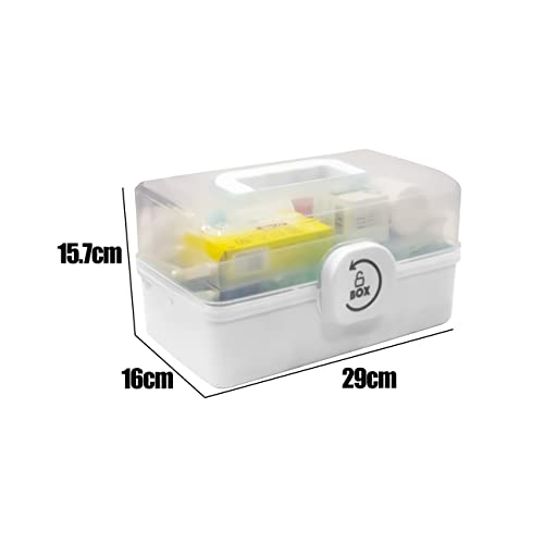 LIKEUDO 3 Layer Medicine Organizer Box First Aid Health Emergency Storage Box Large Capacity Medicine Storage Bins with Lid (White)