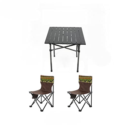 Outdoor Folding Table And Chairs Set,Aluminum Patio Table And Chairs Set,Portable Picnic Table,for Outdoor, Hiking, BBQ, Beach And Travel