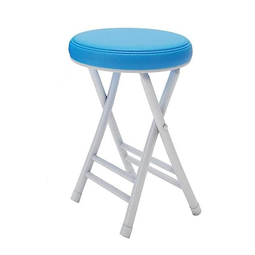 Folding Stool Metal Padded, Space Saving High Round Stool, Stackable Dining Chair Simple Portable Small Bench, For Breakfast, Office Stool, Foldi