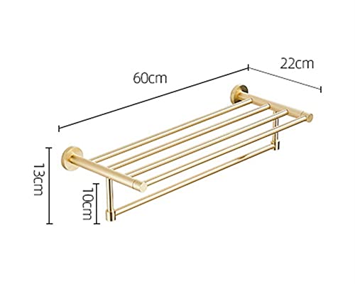 HIGOH Towel Racks,Bathroom Towel Rack Wall Mounted Towel Holder,Light Brushed Bathroom Towel Rack,All Copper Bathroom Simple and Firm Towel Shelf