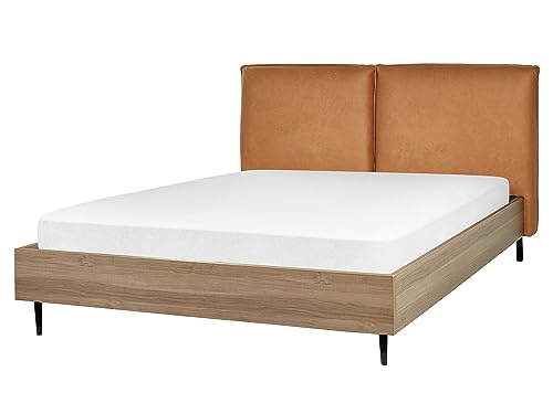Modern EU King Size 5ft3 Bed Faux Leather Headboard Golden Brown Limanton