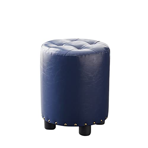 LUKEO Small Stool, Household Living Room Sofa Stool, Solid Wood Leather Pier Stool, Household Round Stool (Color : 3-pack, Size : Talla �nica)