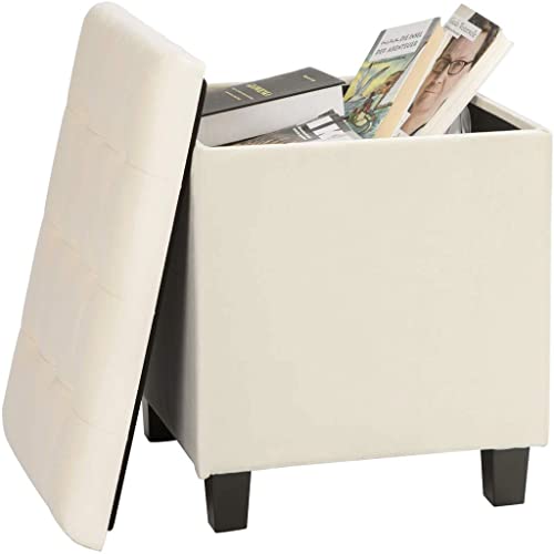 NXYJD Stool - Storage Chest Plus Square Ottoman Foot of The Bed Linen Chairman Milky White Children's Toy Box Bench Shoe Station Milking Stool St
