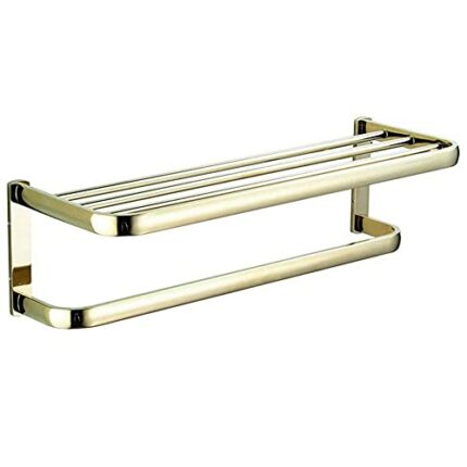 -Shelf,Towel Rack Simple Towel Rack, Double Bathroom Shelf, Hotel,Niture, Brass, Storage Shelves, Gold, Easy to Install