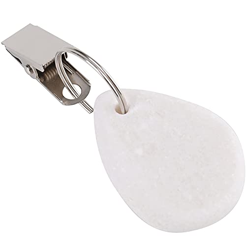 DEAYOU 12 PCS Tablecloth Weights, Marble Stone Table Cloth Weights Indoor Outdoor, Teardrop Heavy Table Cover Holder Hanger with Metal Clip for P