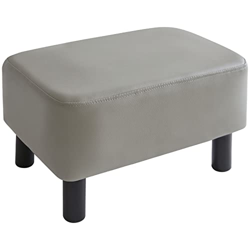 YMYNY 42 cm Footstool, Rectangle Ottoman with Stable Wooden Legs, Modern Linen Fabric Footrest, Change Shoes Stool for Living Room, Padded Seat f