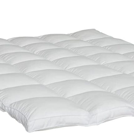 SUFUEE Mattress Topper Small Double 5cm Thick White, Quilted Microfibre Soft, Hypoallergenic with 4 Elasticized Corner Straps - Size SMALL Double