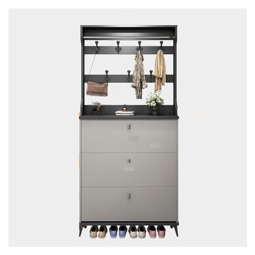 n/a Large capacity space saving storage shoe rack thin shoe cabinet with coat hanger flip bucket shoe cabinet at home door (Color : D, Size : 17