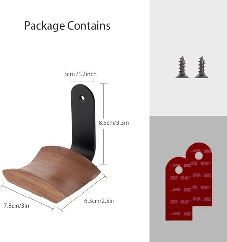 Headphone Hook Holder Hanger Mount,Headset Stand Hook Wall Mount Walnut Wood Headphone Holder for Audio,Studio &PC Gaming Headphones (walnut)