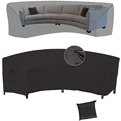 Patio Curved Sofa Cover-Semicircle Shape Garden Furniture Covers- Windproof/Waterproof/Dust/Moisture-Proof- Upgraded Tear-Resistant 210D Oxford-M