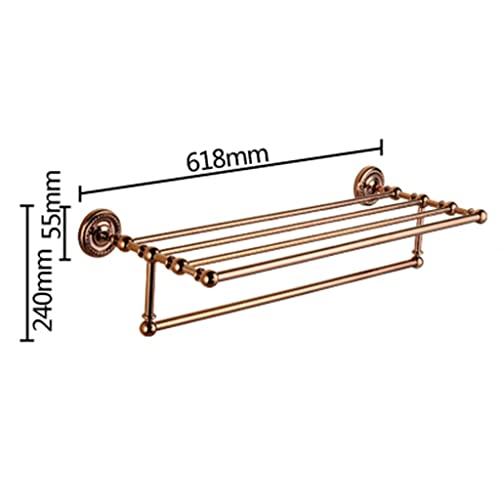 HIGOH Towel Racks,Bathroom Towel Rack Wall Mounted Towel Holder,European-Style Full Copper Rose Double Bath Towel Rack,Antique Bathroom Towel Hol
