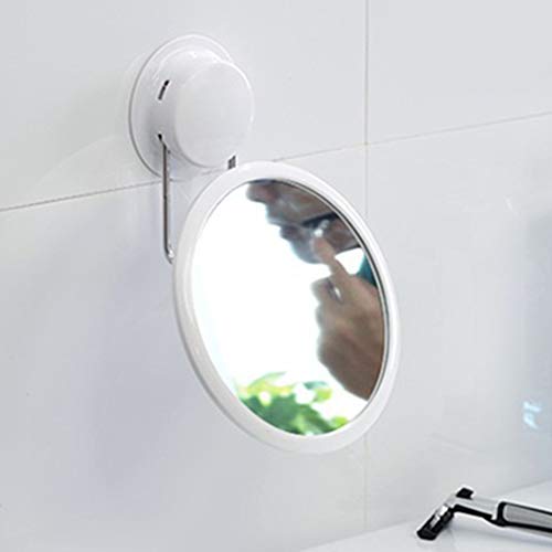 Hahhhha Makeup Mirror Suction Cup, Wall Mounted Bathroom Shaving Mirror with 360 Degree Adjustable Swivel Gooseneck, Round Vanity Beauty Mirror(W