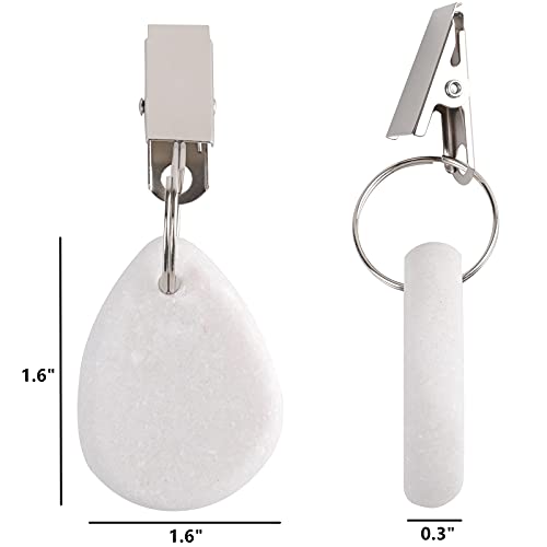 DEAYOU 12 PCS Tablecloth Weights, Marble Stone Table Cloth Weights Indoor Outdoor, Teardrop Heavy Table Cover Holder Hanger with Metal Clip for P