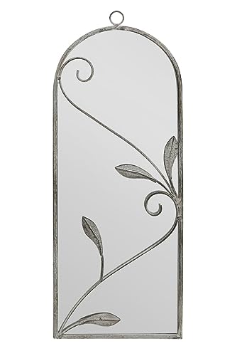 MirrorOutlet The Arcus - Concrete Colour Framed Modern Arched Wall Mirror 25" X 9" (64CM X 24CM) Silver Mirror Glass with Black All weather Backi