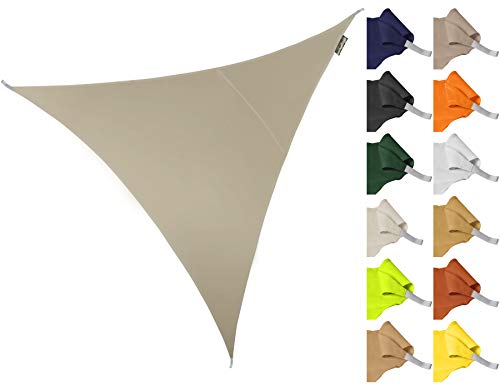 Kookaburra 5m Triangle Water Resistant Garden Patio Sun Shade Sail Canopy 96.5% UV Block with Free Rope (Ivory)