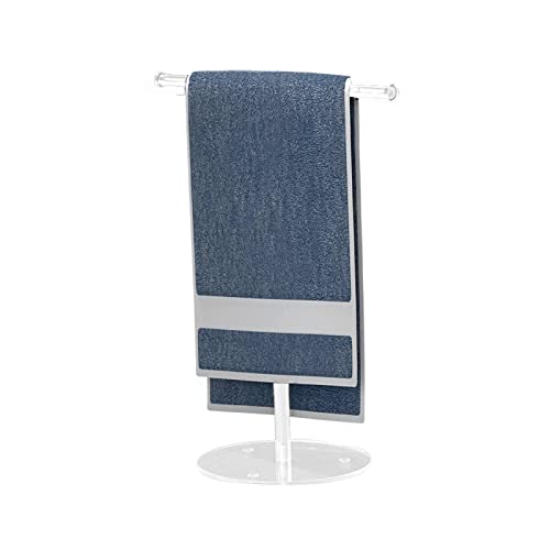 MISNODE Towel Rack T-Shape Hand Towel Holder Stand, Acrylic Clear Towel Bar Rack Stand Headband Holder, Bathroom Towel Rack Kitchen Towel Rack Ha