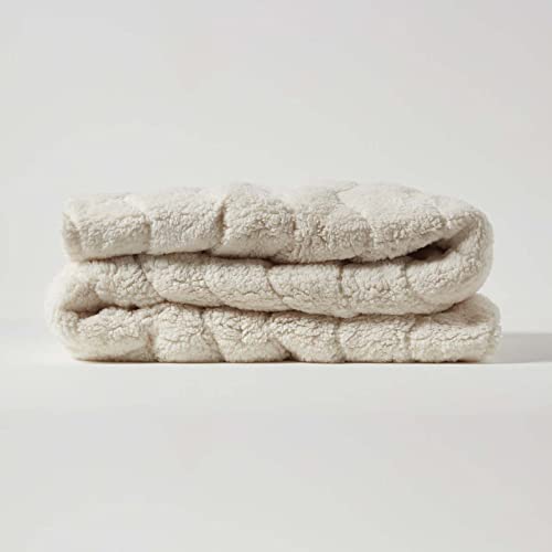 HOMESCAPES 160 x 200 cm Euro King Size Deep Quilted Fleece Mattress Topper 320 GSM Super Thick Protector with Cosy Teddy Sherpa Top 30 cm Deep St