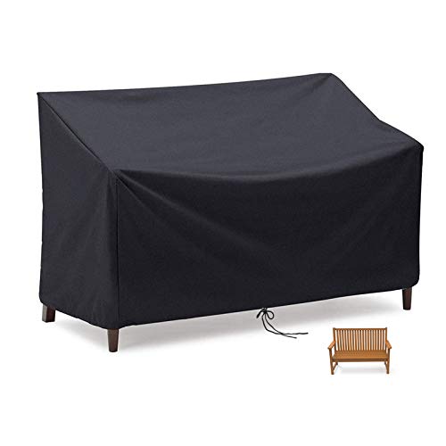 Flymer 2/3/4 Seater Bench Cover, Waterproof and Windproof and Tear proof 210D Oxford Fabric Anti-UV Furniture Cover for Outdoor Patio Bench - Bla
