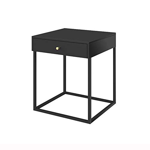 JYDQM Metal Bedside Table Bedroom Dining Table Furniture, Bedroom Furniture White Square Steel Bedside Table