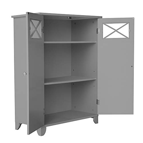 VERSANORA Teamson Home Bathroom Dawson Grey Wooden Free Standing Cabinet EHF-6841G, 33 x 66 x 86.4