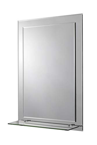 Croydex Devoke Rectangular Double Layer Mirror with Shelves and Hang N Lock Fitting System,White, 700 x 500 x 120mm