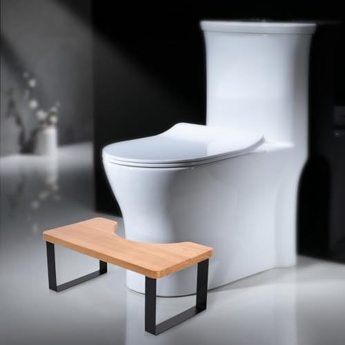 MoyRetty Toilet Stool, Upgraded Wooden with Metal Poop Stool, Bathroom Waterproof & Anti Slip, Suitable for Adults & Kids Compatible for squatty