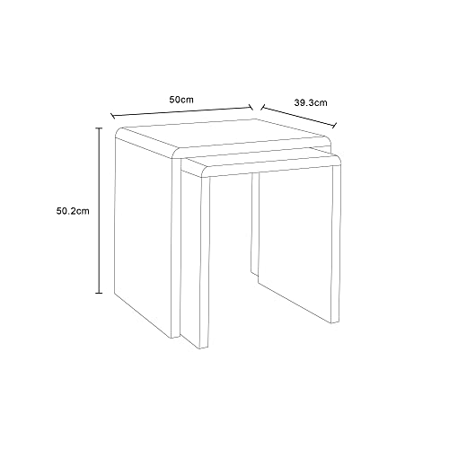 House & Homestyle Set of 2 Side, High Low Nesting Cube Inspired End Tables for Living Room, Bedside, Office or Lounge, 50cm-Grey Gloss, One Size