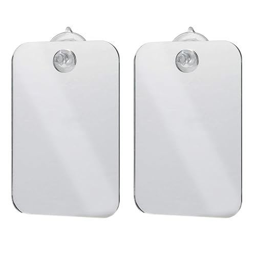 Luqune 2Pcs Fogless Shower Mirror for Men, Free Shaving Mirrors Shatterproof Portable Wall Hanging Shower Mirror for Shaving and Makeup Applicati