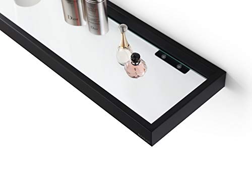 BUVELOT Glass Shelf for Bathroom, 20.47 Inch Large Glass Bathroom shelf, 8mm Extra Thick Tempered Clear Glass Shelves Modern Rectangular,Matte Bl