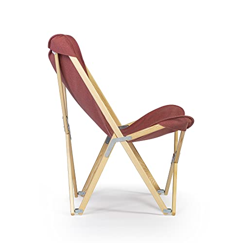 Telami–Tripolina Chair–Collection Recycled–Arm Chair–Foldable and Light – Pomegranate Colour – Natural Frame – Made in Italy - Outdoor Furniture,