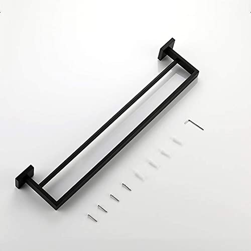 Double Towel Bars, bathroom towel rack Black 304 Stainless Steel Towel Rails Heavy Duty Towel Holder Wall Mounted Towel Storage Rack for Bathroom