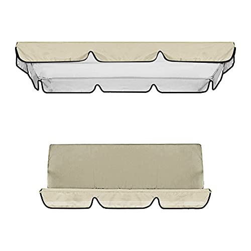 NJGRAE Swing Cushion Cover, Waterproof 3 Seater Swing Seat Cover Bench Cushion Covers Chair Protection for Outdoor Garden Patio Hammock (Gray)