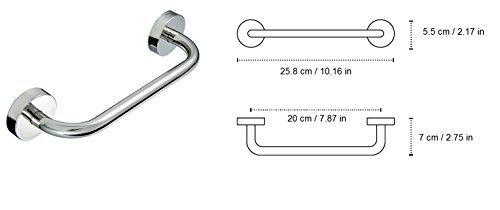 Kapitan Grab Bar for Disabled Safety Support – 20 cm/7.87 inch, Stainless Steel, Bathroom Handrail, Polished Finish, Made in EU
