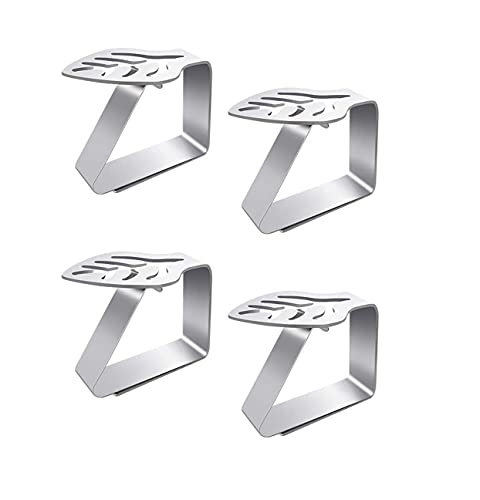 Table Cloth Clip,4 PCS Leaf Design Tablecloth Clamps Stainless Steel Table Cover Clamps Anti-slip Clips for Home Indoor Outdoor Picnic BBQ Weddin
