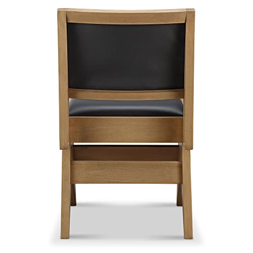 Meelano Side Chair, Oak Leather, Black