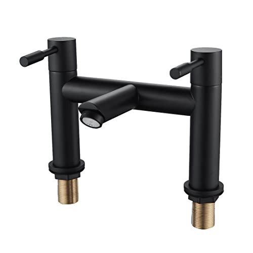 Luckyhome Bath Mixer Tap,Bathroom Double Lever Bath Tub Filler Mixer Tap Solid Brass Fitting