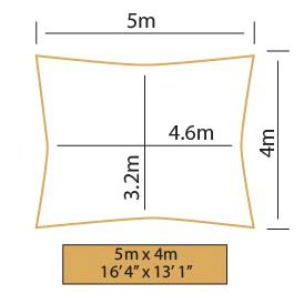 Kookaburra Waterproof Garden Sun Shade Sail Canopy in Mushroom 98% UV Block (5m x 4m Rectangle)
