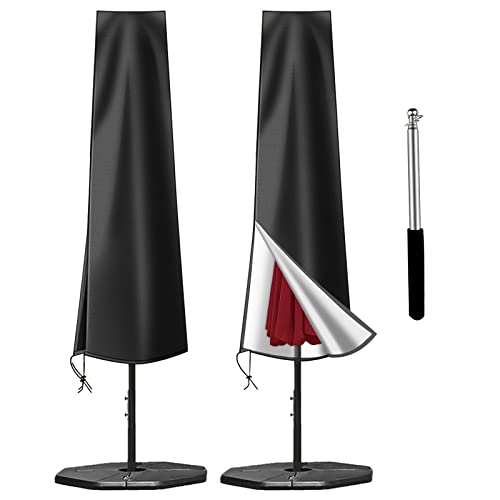 OKPOW Parasol Cover Waterproof - 600D Heavy Duty Garden Parasol Cover Fit for 2.5m 2.7m 3m Large Outdoor Umbrella - Anti-UV Windproof Patio Umbre