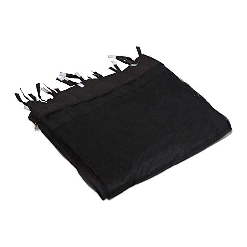 Relaxdays Mosquito Net For 3 x 3 m Pavilion, 2 Panels, With Zipper, Hook & Loop Fastener, 12 m XL Bug Netting, Black