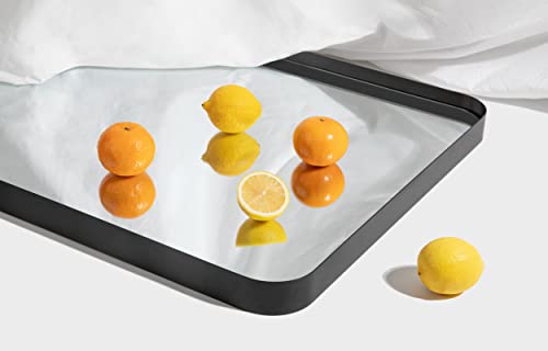 Brushed Black Bathroom Mirror (24 x36 Inch), Modern Black Mirror with Rounded Corner, Black Vanity Mirror for Bathroom, Metal Frame Mirror, Recta