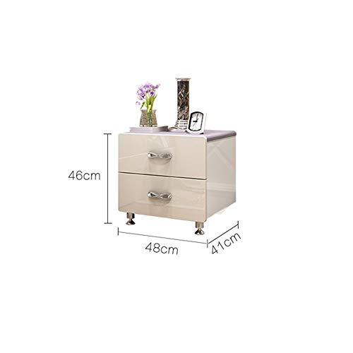 N/A Simple Bedside Table White Painted Bedside Table, Locker Bedroom Assembly Simple Two-drawer Small Locker