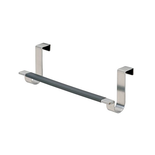 mDesign Over Cabinet Door Hand Towel Holder for Kitchen - 23 cm Wide Hanger Hooks Inside/Outside Cupboard Doors for Storage - Over Door Towel Rai