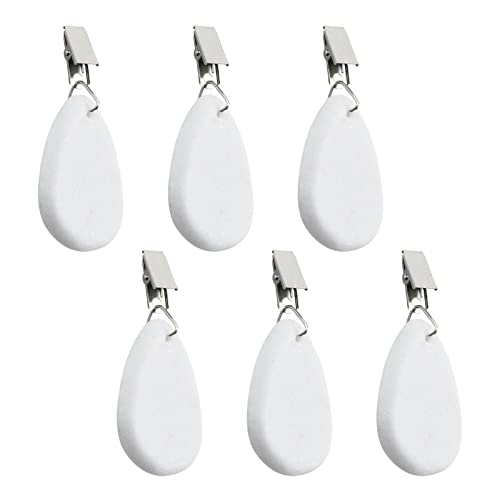Morobor Tablecloth Weights Clips, 6pcs Tablecloth Weights 0val Shape Stone Table Cloth Weights Metal Clip for Outdoor Picnic Family Dinner Table
